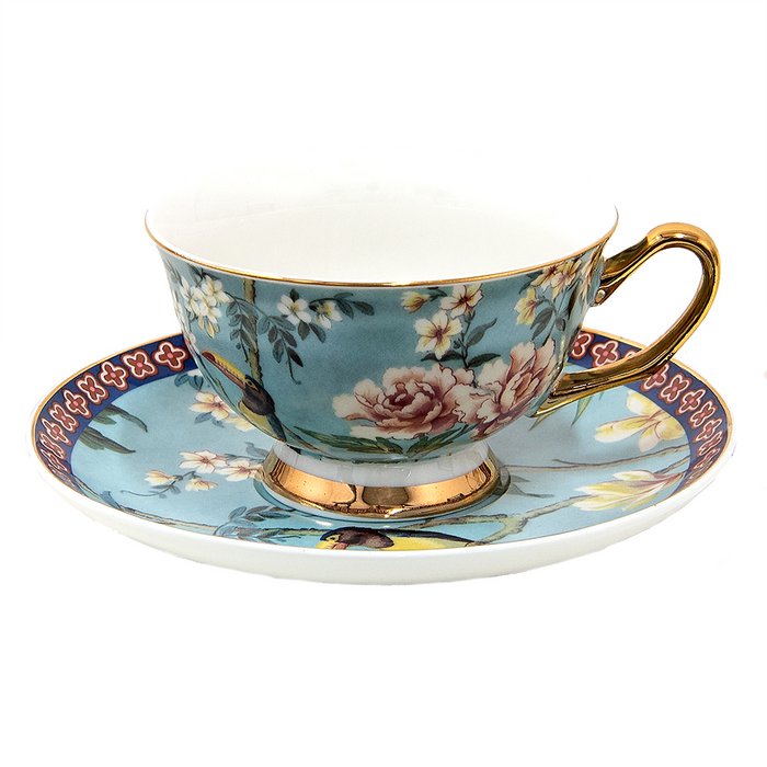 Filiżanka ze spodkiem, porcelanowa.