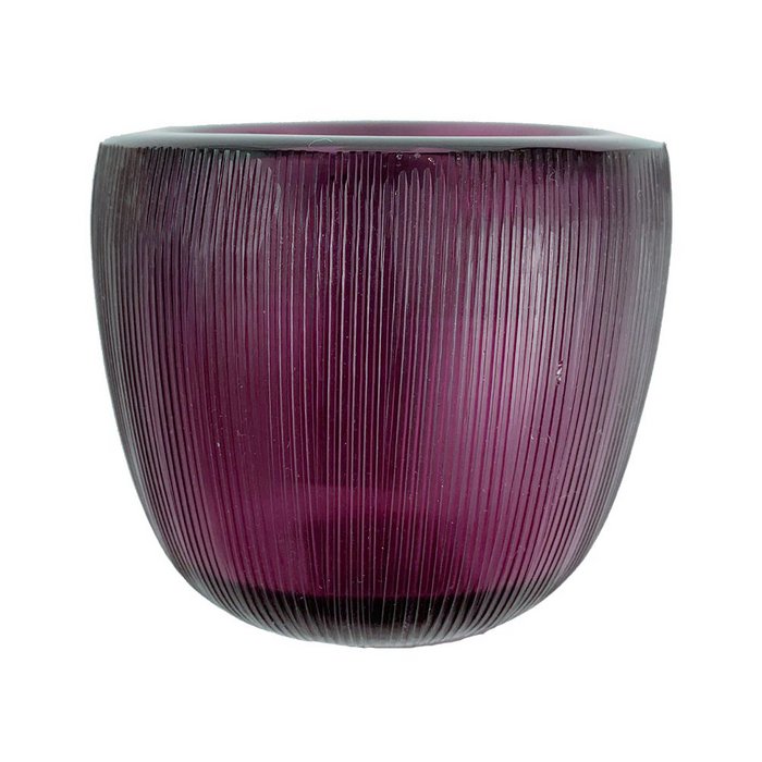Świecznik tealight szklany, śliwkowy.