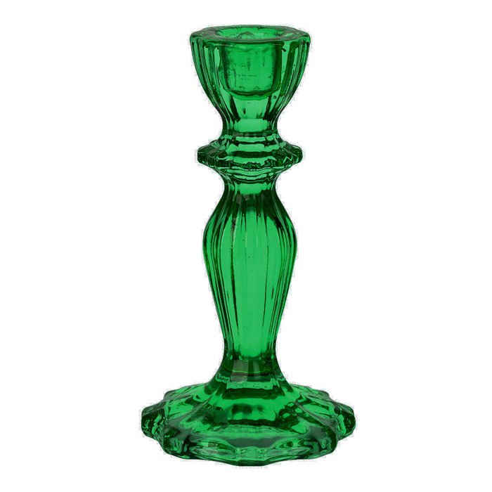 Świecznik szklany, zielony.